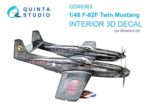 Quinta Studio QD48363 F-82F Twin Mustang 3D-Printed &amp;amp; coloured Interior on decal paper (Modelsvit) 1/48