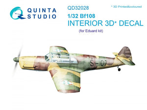 Quinta Studio QD32028 Bf 108 3D-Printed &amp;amp; coloured Interior on decal paper (for Eduard kit) 1/32