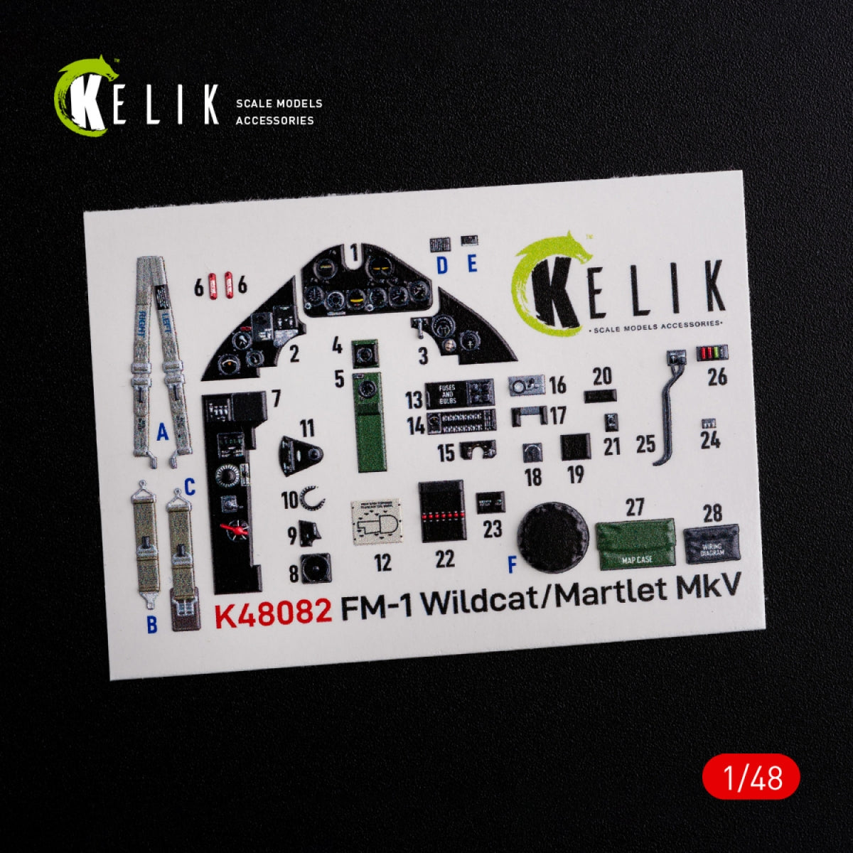 KELIK K48082 FM-1 Wildcat/Martlet Mk.V interior 3D decals for Tamiya kit 1/48 – Bild 2