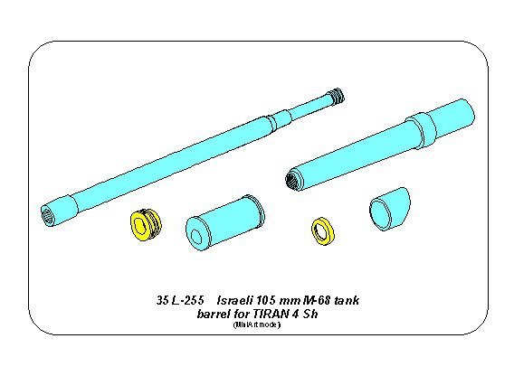 Aber 35L-255 Israeli 105 mm M-68 tank barrel for TIRAN 4 Sh 1/35 – immagine 7