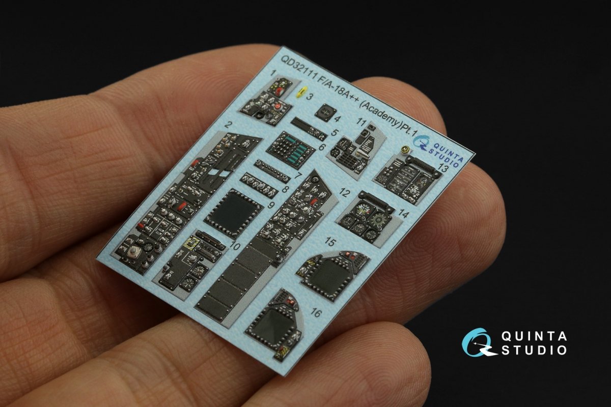 Quinta Studio QDS-32111 F/A-18A++ 3D-Printed &amp;amp; coloured Interior on decal paper (Academy) (Small version) 1/32 – zdjęcie 2