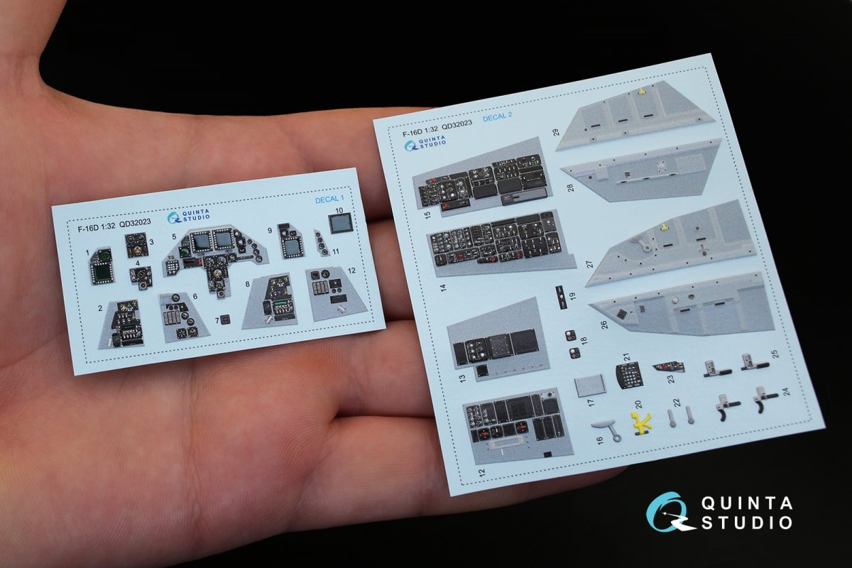 Quinta Studio QD32023 F-16D 3D-Printed &amp;amp; colored Interior on decal paper (for Academy kit) 1/32 – image 2