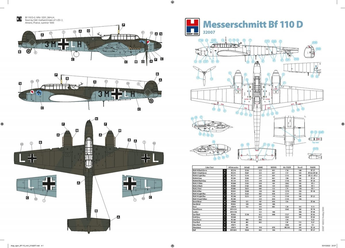 Hobby 2000 32007 Messerschmitt Bf 110 D ( Dragon + Cartograf + Mask ) 1/32 – immagine 5