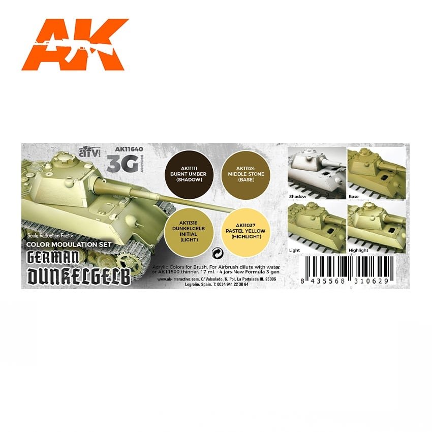 AK Interactive AK11640 GERMAN DUNKELGELB MODULATION SET 4x17 ml – image 2