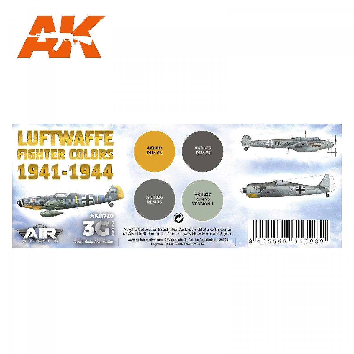 AK Interactive AK11720 LUFTWAFFE FIGHTER COLORS 1941-1944 4x17 ml – image 2