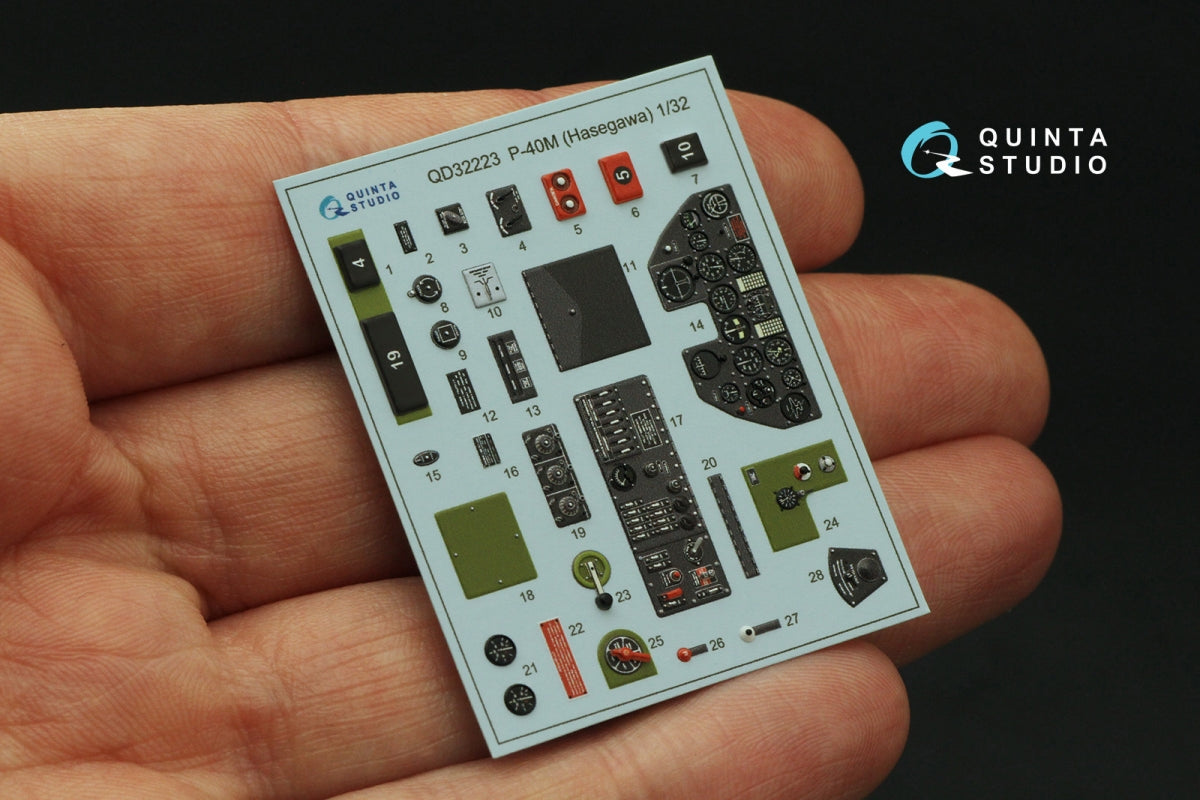Quinta Studio QD32223 P-40M 3D-Printed coloured Interior on decal paper (Hasegawa) 1/32 – imagen 5