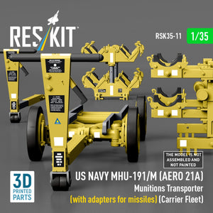 RESKIT RSK35-0011 US NAVY MHU-191/M (AERO 21A) Munitions Transporter (with adapters for missiles) (Carrier Fleet) (3D Printed model kit) 1/35 – Bild 5