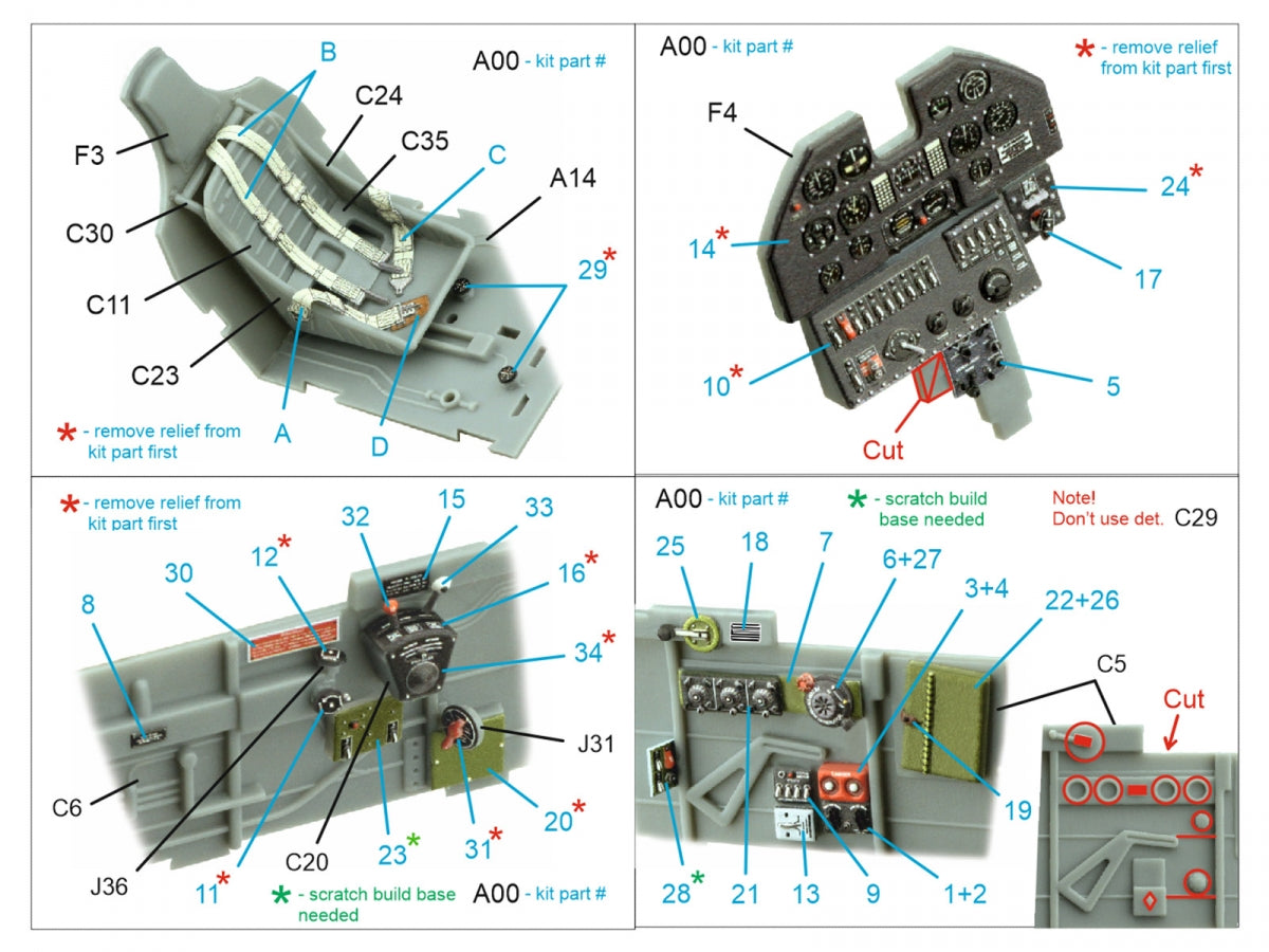 Quinta Studio QD32162 P-40N Warhawk 3D-Printed &amp;amp; colored Interior on decal paper (Trumpeter) 1/32 – image 2