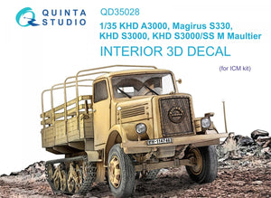 Quinta Studio QD35028 KHD A3000, Magirus S330, KHD S3000, KHD S3000/SS M Maultier 3D-Printed &amp;amp; coloured Interior on decal paper (ICM) 1/35