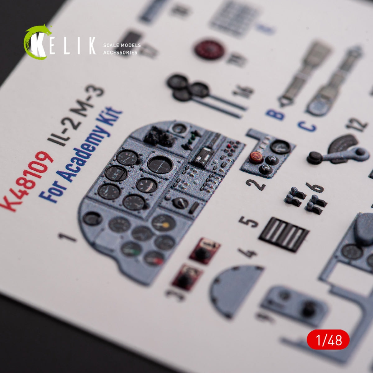 KELIK K48109 IL-2M3 - interior 3D decals for Academy/Accurate Miniatures kit 1/48 – image 2