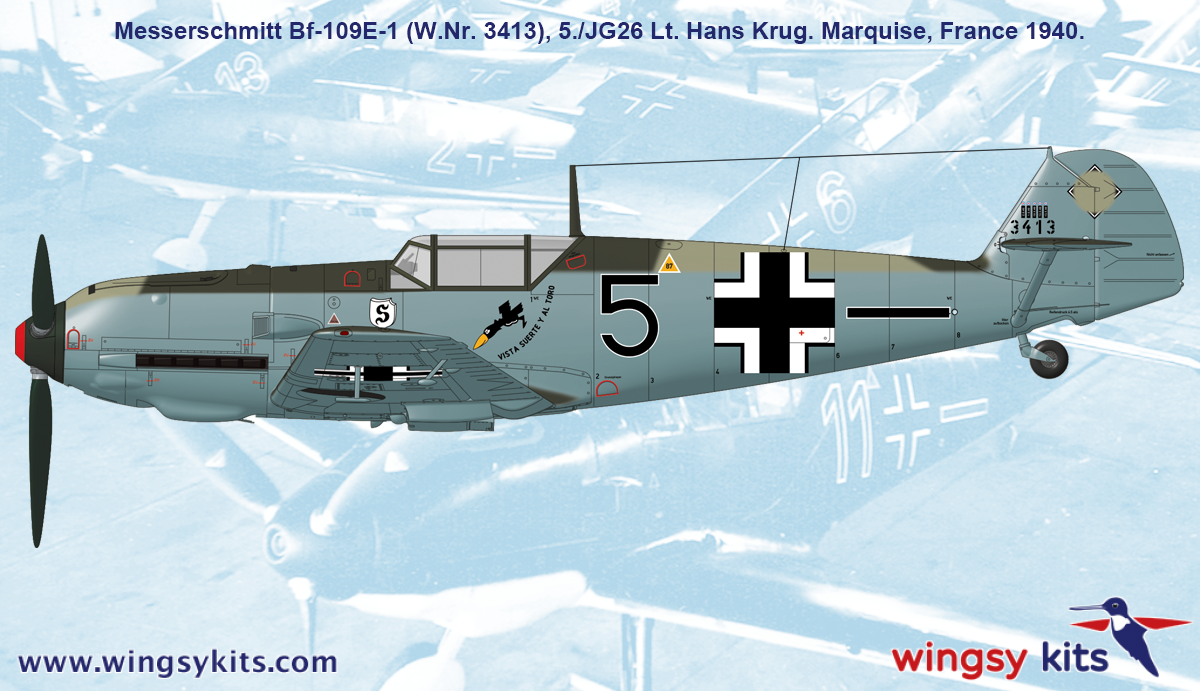 Wingsy Kits D5-07 German WWII Fighter MESSERSCHMITT Bf 109 E-1 1/48 – immagine 16