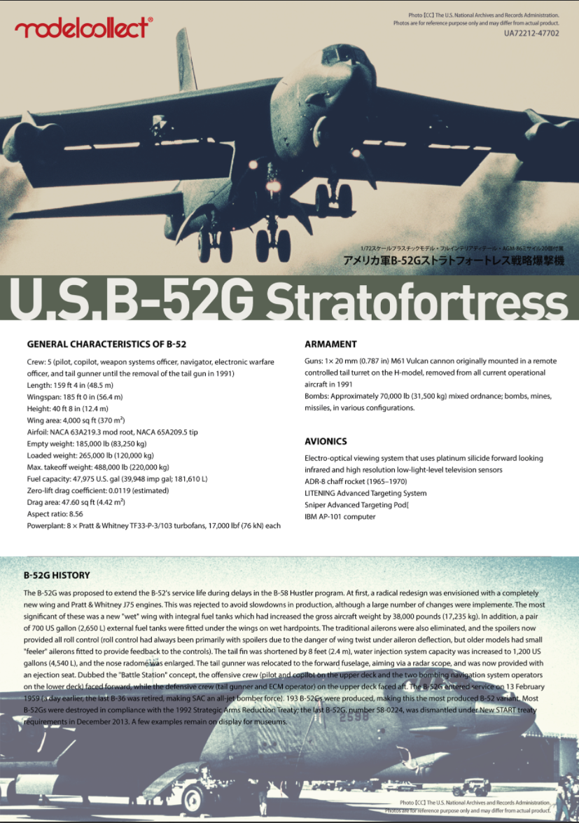 Maquette Modelcollect UA72212 Bombardier stratégique B-52 Stratofortress de l&amp;#39;USAF, nouvelle version, échelle 1/72 – image 5