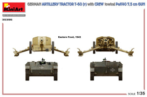 MiniArt 35395 GERMAN ARTILLERY TRACTOR T-60(r) &amp;amp; CREW Towing PaK40 GUN 1/35 – zdjęcie 4