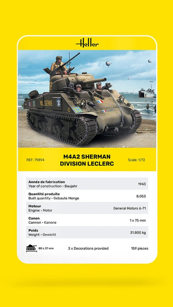 Heller 79894 M4A2 Sherman Division Leclerc deco.FR 1/72 – imagen 7
