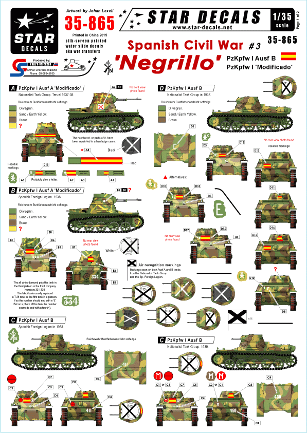 Star Decals 35-865 Spanish Civil War #3. &amp;#39;Negrillo&amp;#39; 1/35