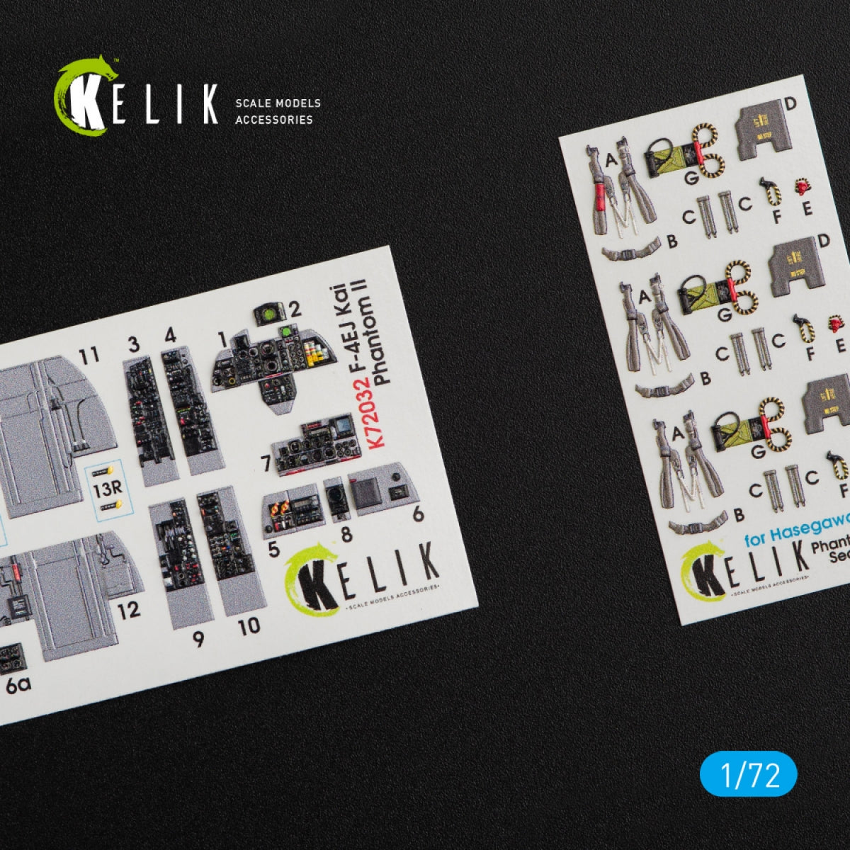 KELIK K72032 F-4EJ KAI &amp;quot;PHANTOM II&amp;quot; INTERIOR 3D DECALS FOR HASEGAWA KIT 1/72