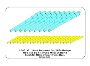 Aber 200L-01 Main Armament for US battleship Iova or Missouri 406mm x9, 127mm x20 1/200 – Bild 7