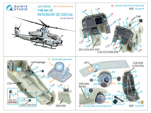 Quinta Studio QD+48535 AH-1Z Zulu Cobra/Viper 3D-Printed &amp;amp; coloured Interior on decal paper (KittyHawk) (with 3D-printed resin parts) 1/48 – Bild 13