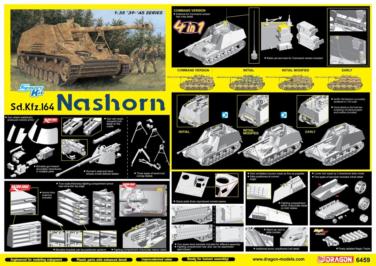 Dragon 6459 Sd.Kfz.164 Nashorn (4 in 1) 1/35 – immagine 2