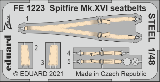 Ceintures de sécurité Eduard FE1223 Spitfire Mk.XVI en acier, échelle 1/48