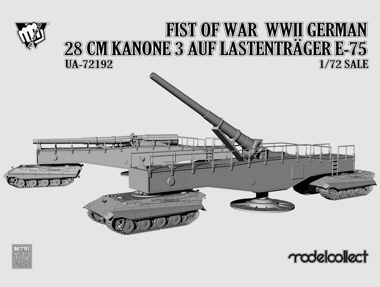 Modelcollect UA72192 Fist of War WWII German 28CM Kanone 3 Auf Lastenträger E-75 1/72 – imagen 2