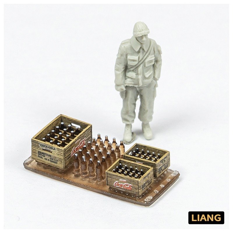 Liang 0434 Beer Soda Bottle Crates WWII x 8 1/48 - 1/72 – imagen 2