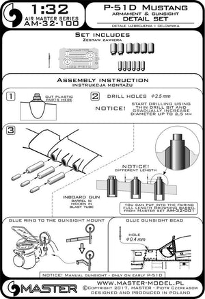 Ensemble de détails d&amp;#39;armement et de viseur Master AM-32-100 P-51D Mustang (1/32) – image 16