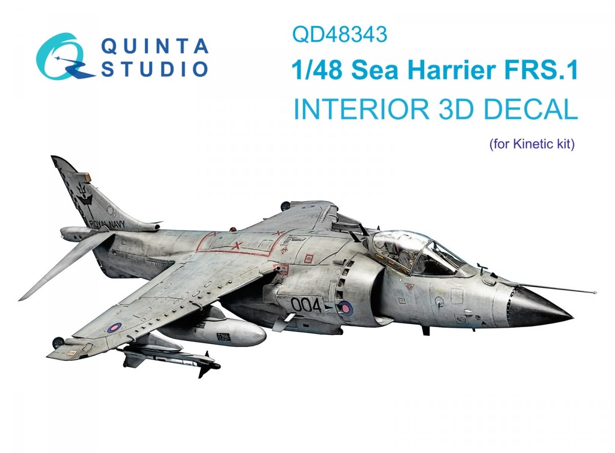 Quinta Studio QD48343 Sea Harrier FRS.1 3D-Printed &amp; colored Interior on decal paper (Kinetic) 1/48