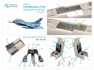 Quinta Studio QD48012 Mitsubishi F-2A 3D-Printed coloured Interior on decal paper (Hasegawa) 1/48 – imagen 2