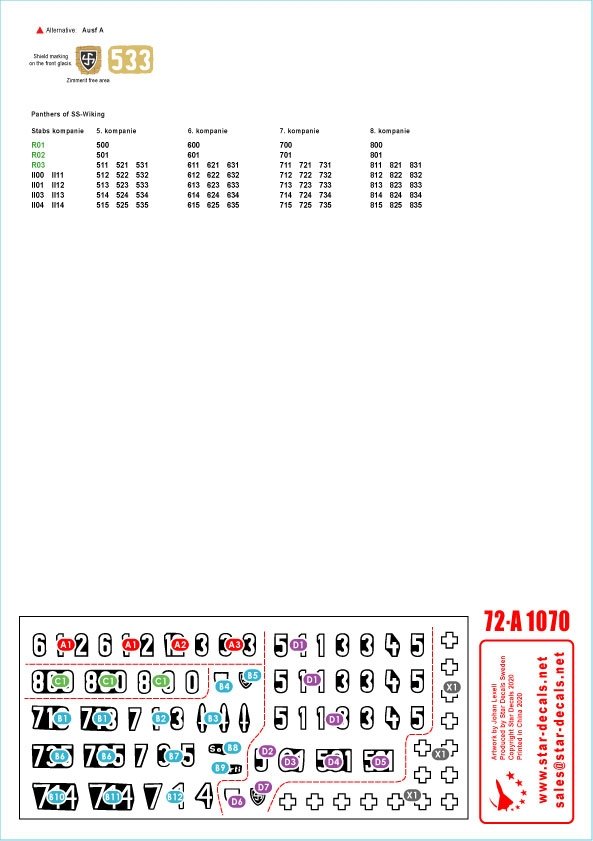 Star Decals 72-A1070 Wiking # 1. 1/72 – Bild 2