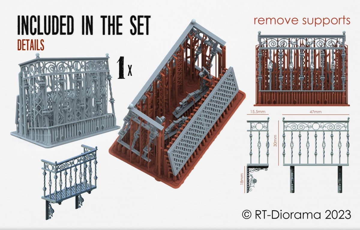 RT-Diorama 35705 Wrought Iron Balcony 1/35 – imagen 2