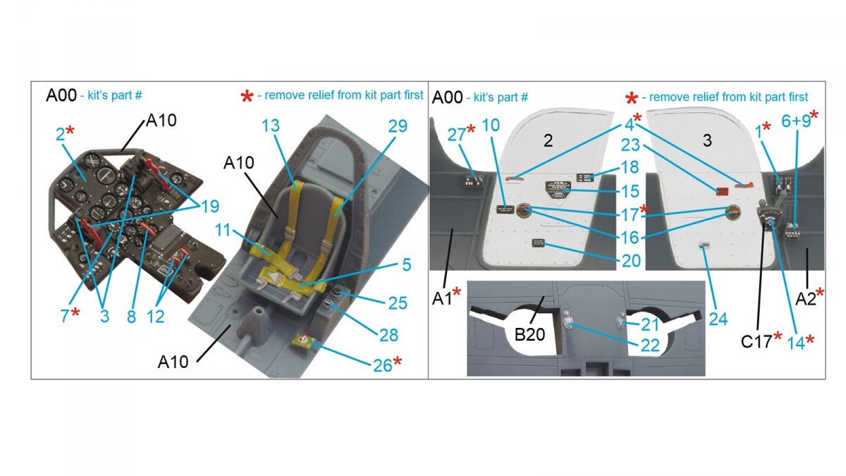 Quinta Studio QD48247 P-39 3D-Printed &amp;amp; coloured Interior on decal paper ( Eduard ) 1/48 – Bild 2