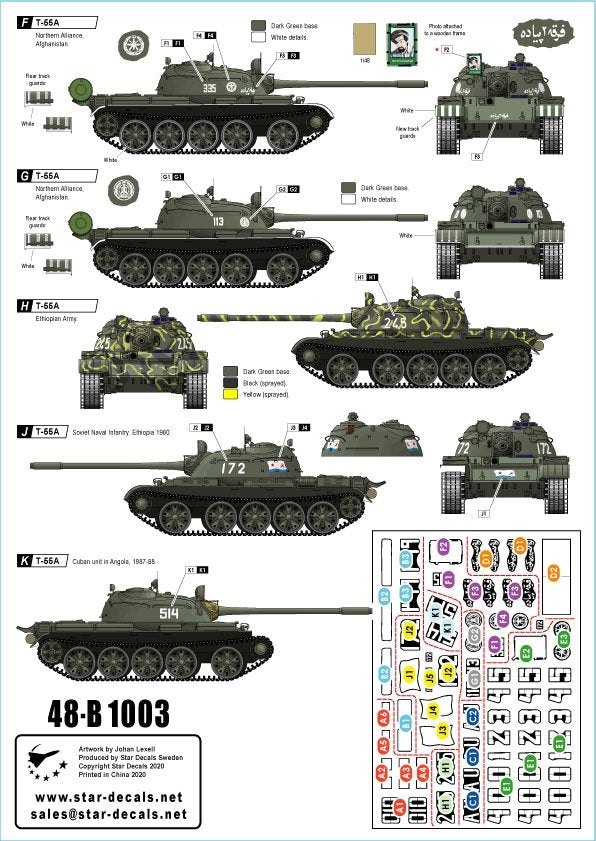 Star Decals 48-B1003 T-55A Tanks # 3. War. Used in wars in Africa, Middle East and Afghanistan 1/48 – Bild 2