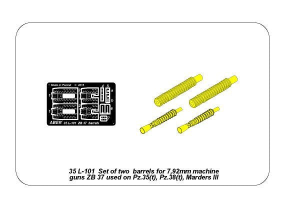 Aber 35L-101 Set of 2 barrels for machine guns ZB 37 used on Pz.35/38(t) tanks 1/35 – Bild 9