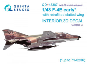 Quinta Studio QD+48387 F-4E early with slatted wing 3D-Printed &amp;amp; coloured Interior on decal paper (Meng) (with 3D-printed resin parts) 1/48