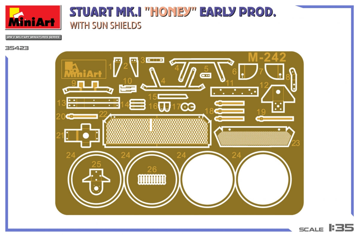 MiniArt 35423 Stuart Mk.I “Honey” Early Prod. w/Sun Shields 1/35 – immagine 3