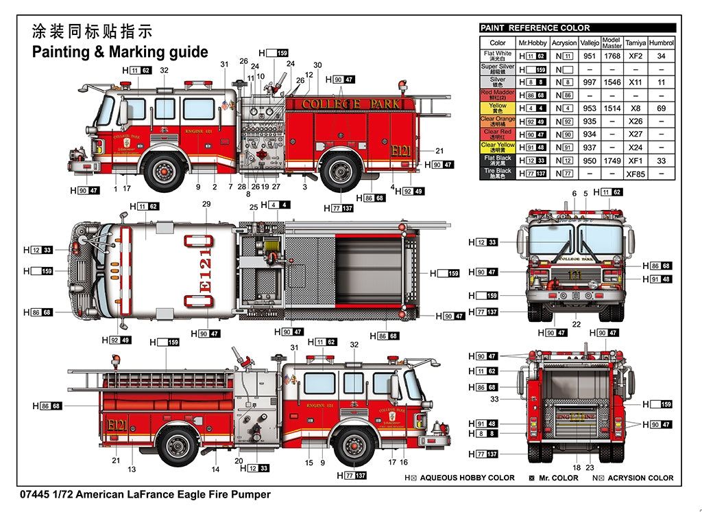 Trumpeter 07445 American LaFrance Eagle Fire Pumper 1/72 – Bild 3