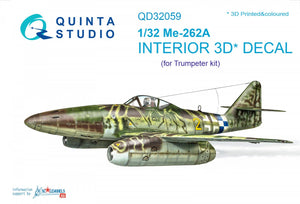 Quinta Studio QD32059 Me-262A 3D-Printed &amp;amp; coloured Interior on decal paper (for Trumpeter kit) 1/32