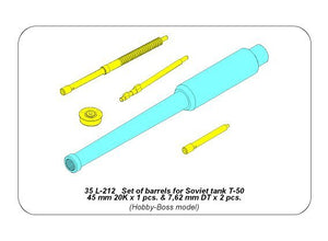 Aber 35L-212 Set of barrels for Soviet tank T-50 45 mm 20K x 1 pcs.; 7,62 mm DT x 2 pcs. 1/35 – imagen 8