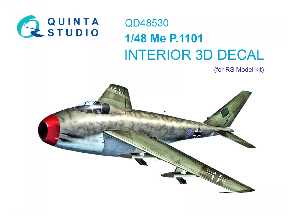 Intérieur imprimé en 3D et coloré sur papier décalcomanie Quinta Studio QD48530 Me P.1101 (RS models) 1/48