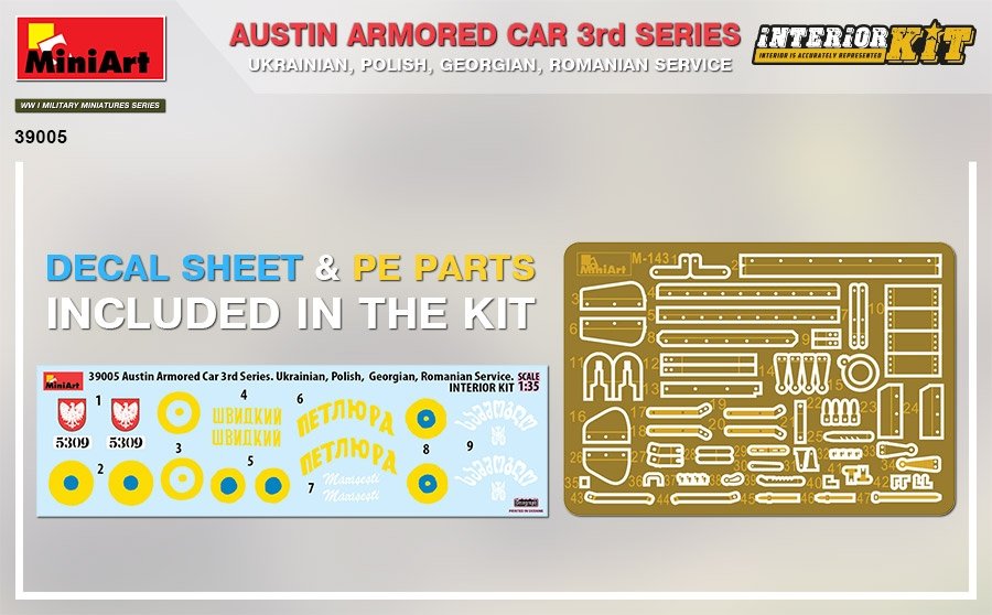 MiniArt 39005 AUSTIN ARMORED CAR 3rd SERIES: UKRAINIAN, POLISH, GEORGIAN, ROMANIAN SERVICE. INTERIOR KIT 1/35 – immagine 5
