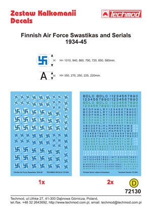 Techmod 72130 - Finnish Air Force Swastikas and Serials 1934-45 1/72 – Bild 3
