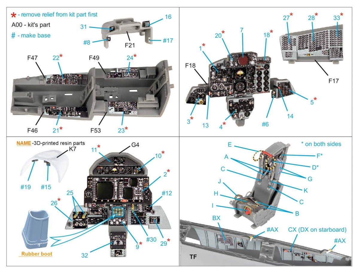 Quinta Studio QD+48341 F-4G early 3D-Printed &amp;amp; coloured Interior on decal paper (Meng) (with 3D-printed resin parts) 1/48 – immagine 2