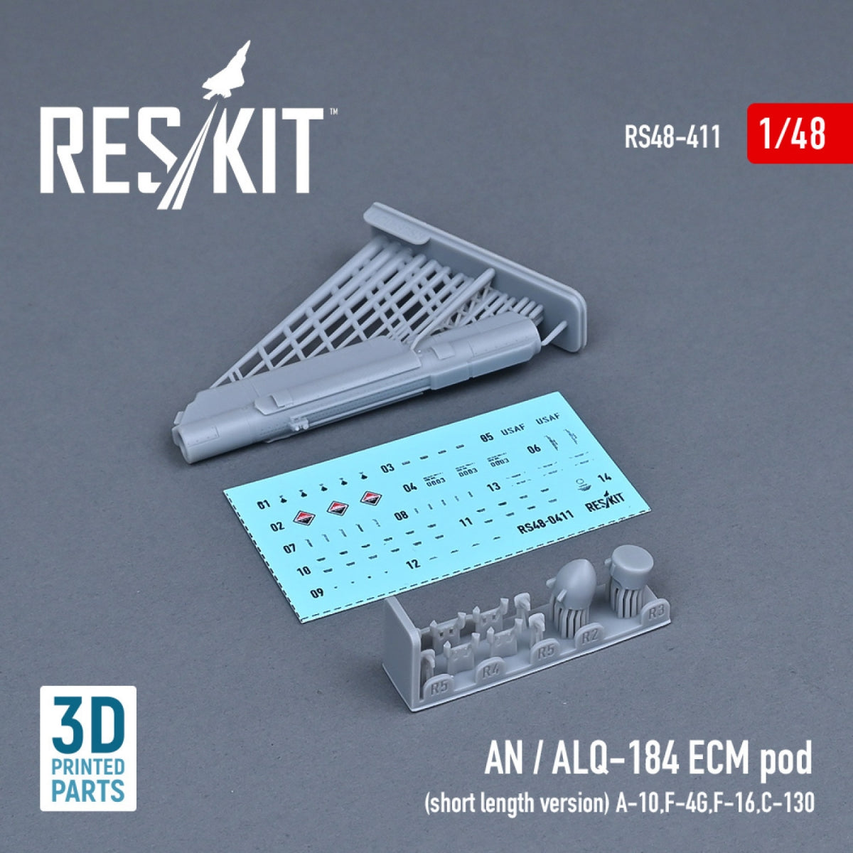 RESKIT RS48-0411 AN/ALQ-184 ECM POD (SHORT LENGTH VERSION) (3D PRINTED) 1/48 – image 2