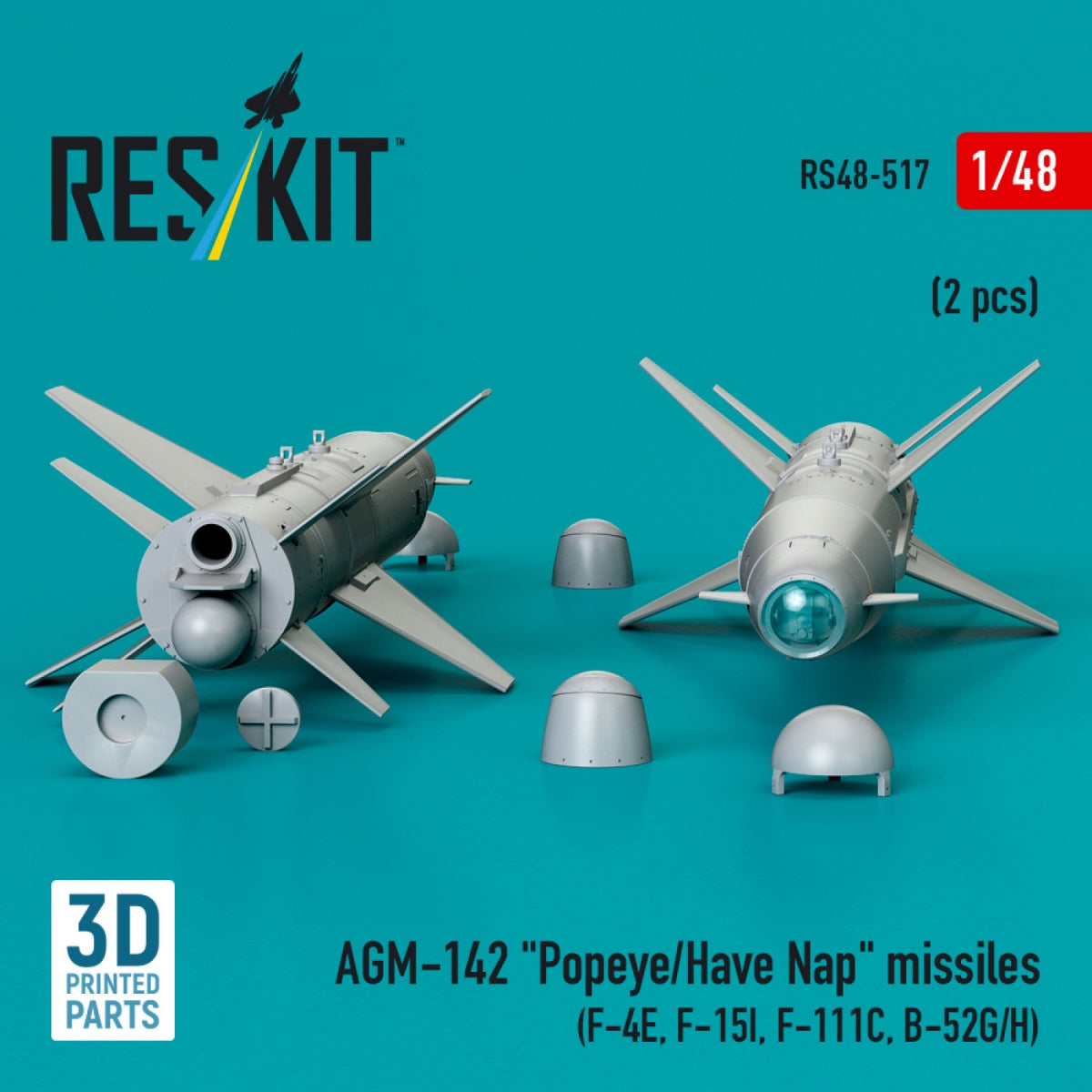 RESKIT RS48-0517 AGM-142 &amp;quot;Popeye/Have Nap&amp;quot; missiles (2 pcs) (3D Printed) 1/48 – image 2