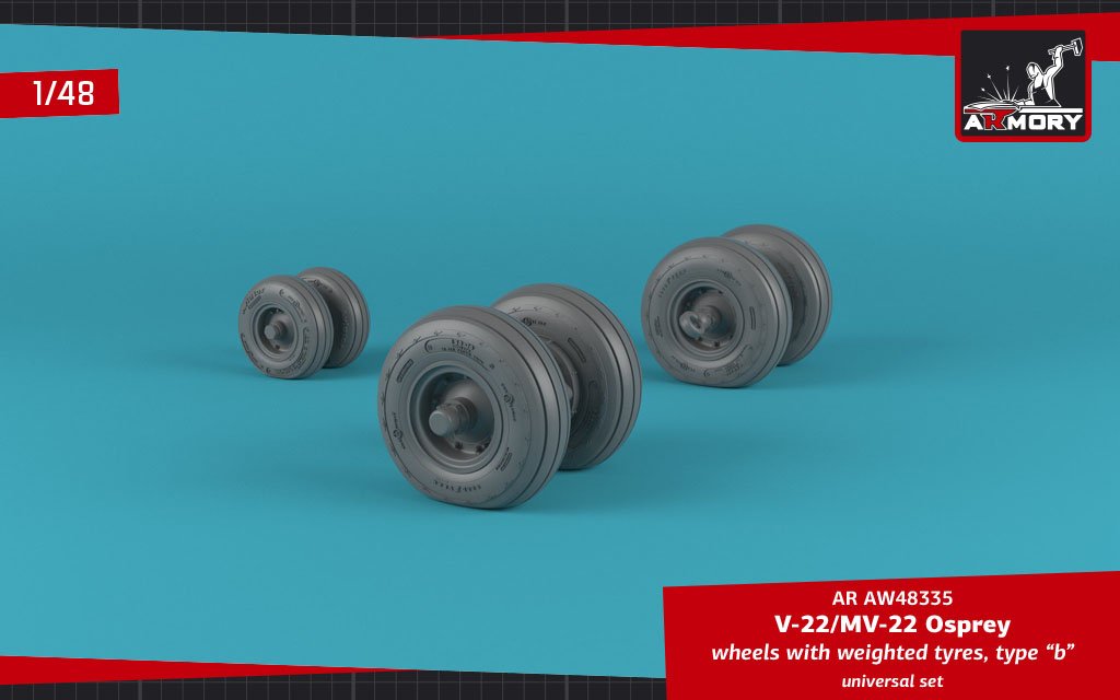 Armory Models AW48335 Roues Osprey V-22/MV-22 avec pneus lestés type « b » 1/48 – image 3