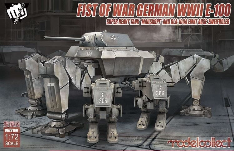 Modelcollect UA72160 Fist of War Char super lourd allemand E-100 Mauskopf de la Seconde Guerre mondiale et BLA-100A EMKF Ausf. ZweifuBler 1/72