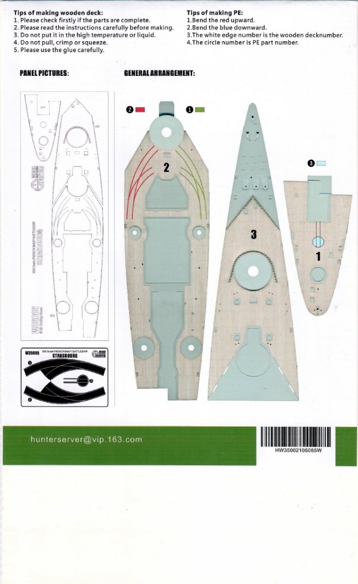 Wood Hunter W35085 French Battleship Strasbourg (Hobby Boss 86507) 1/350 – immagine 2