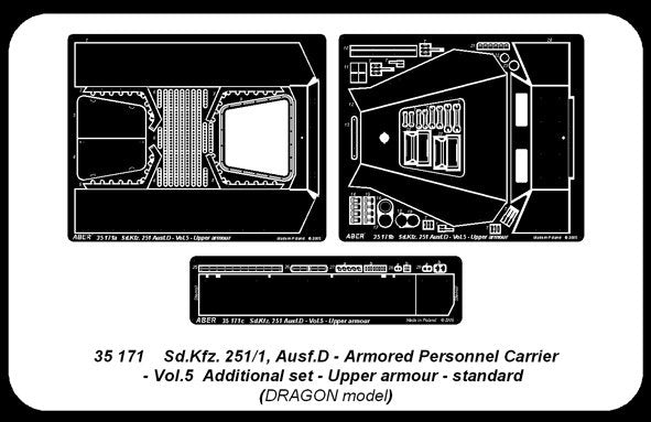 Aber 35171 Sd.Kfz.251/1 Ausf.D. cz.5 gorny pancerz (DRA) 1/35 – immagine 2