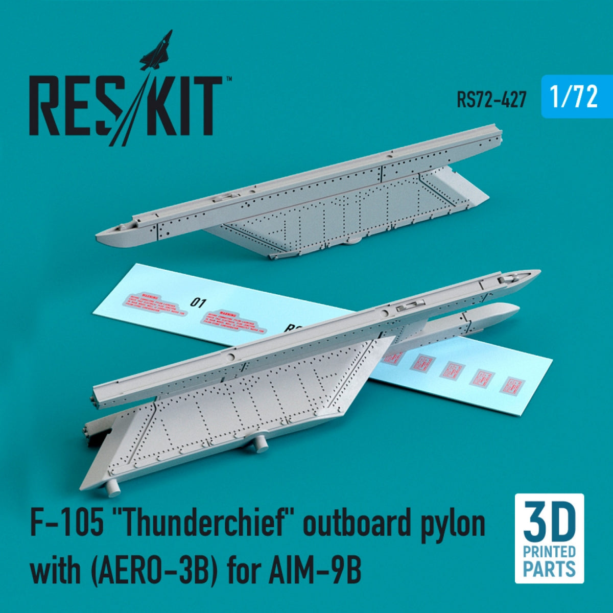 RESKIT RS72-0427 F-105 "THUNDERCHIEF" OUTBOARD PYLON (AERO-3B) FOR AIM-9B (3D PRINTED) 1/72